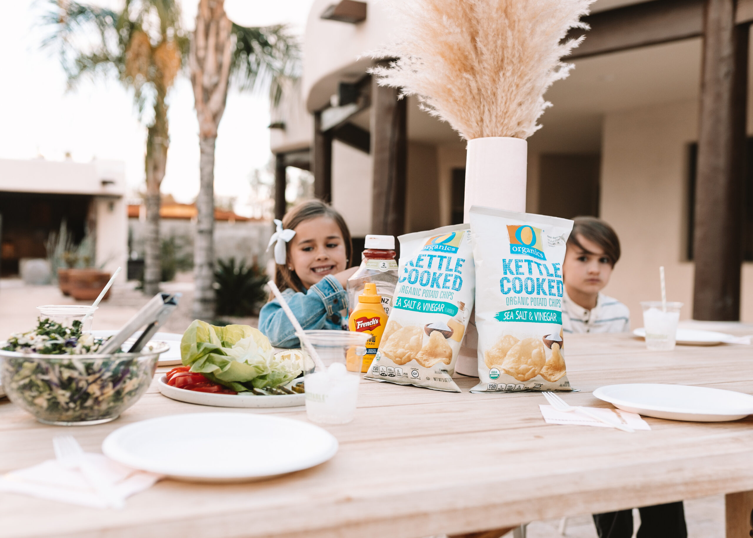 chips and burger fixin's are ready for this springtime backyard bbq. #safewayhaul #backyardbbq #thelovedesignedlife