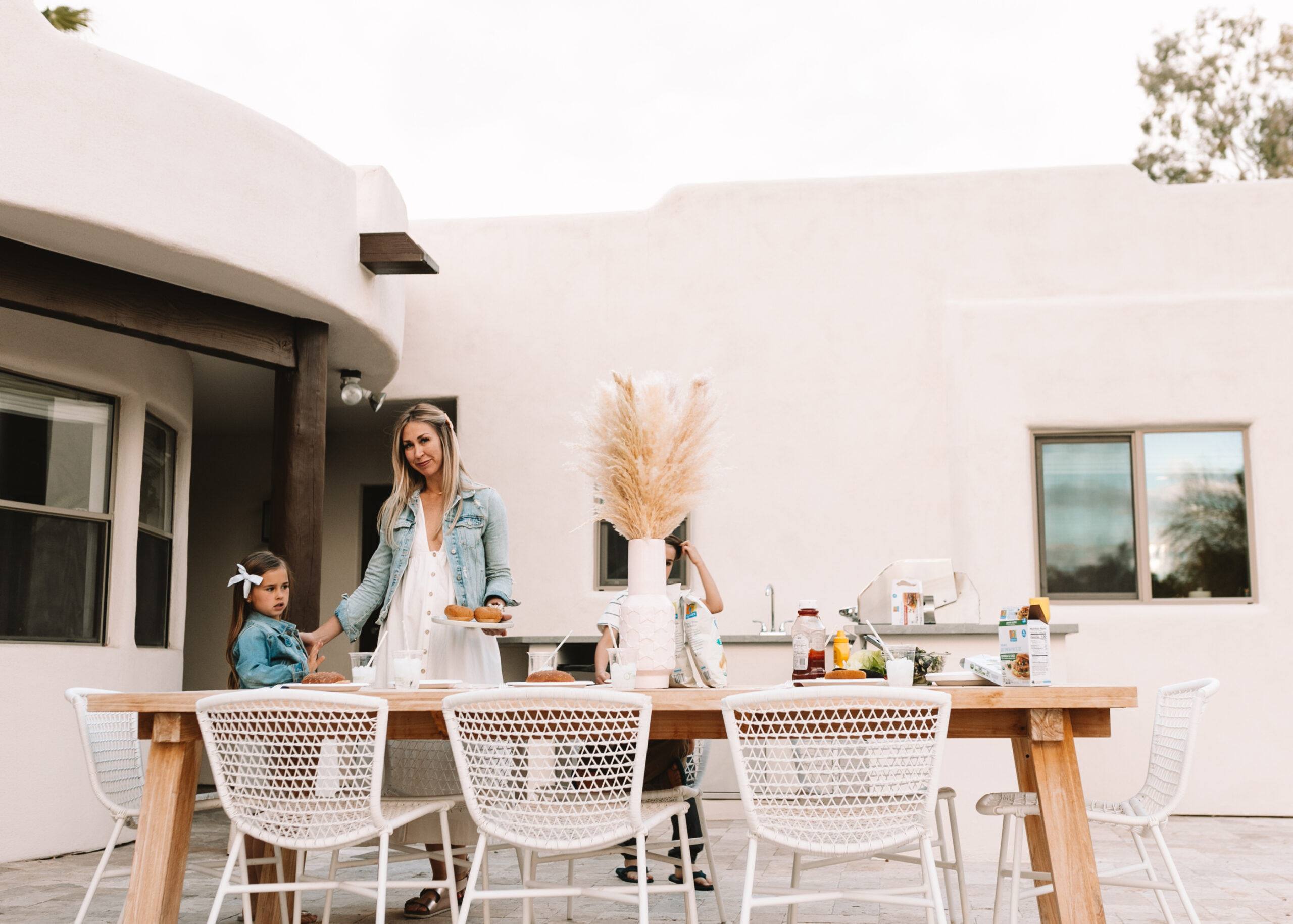 setting the table for our spring backyard bbq. #backyard #bbq #vegetarianmeals #motherhood