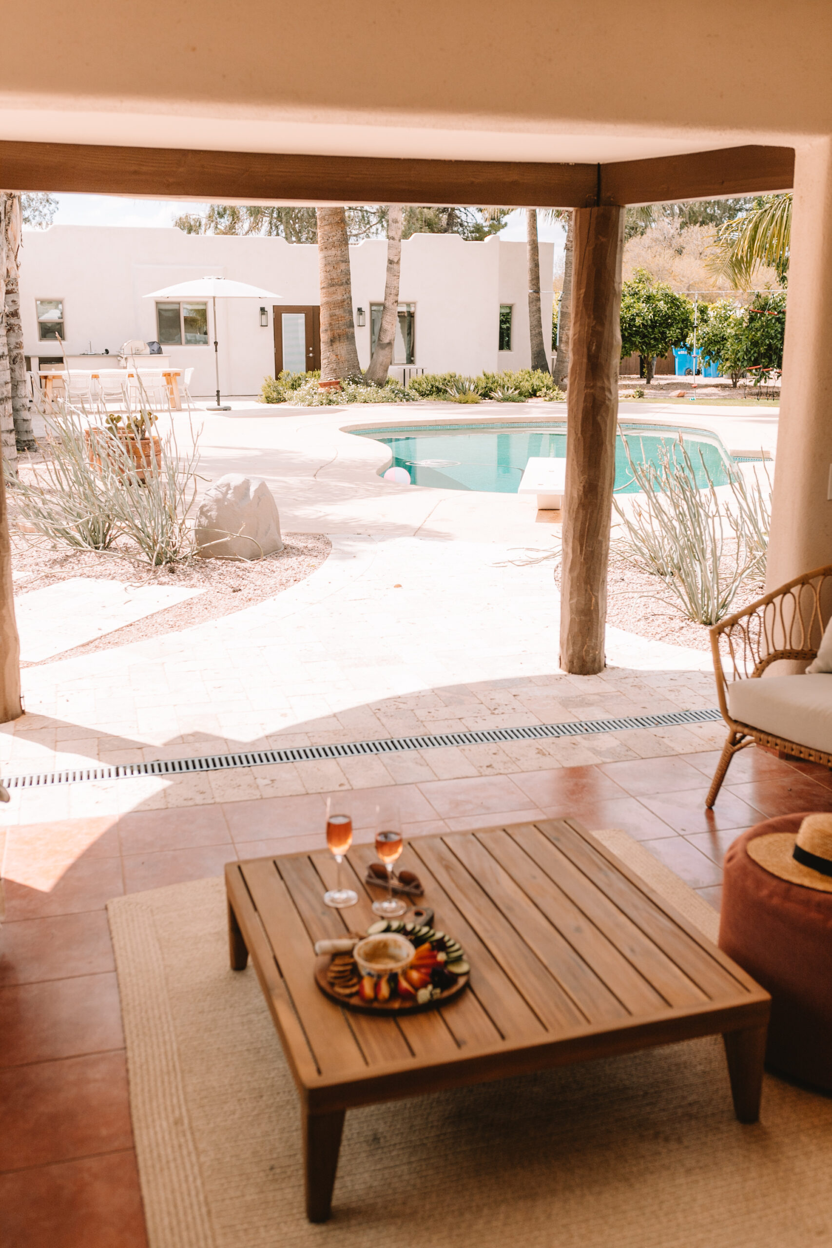 loving this view in our newly update outdoor pool ramada. see more on thelovedesignedlife.com #backyardbliss #theldlhome #backyardpoolramda #ourhome