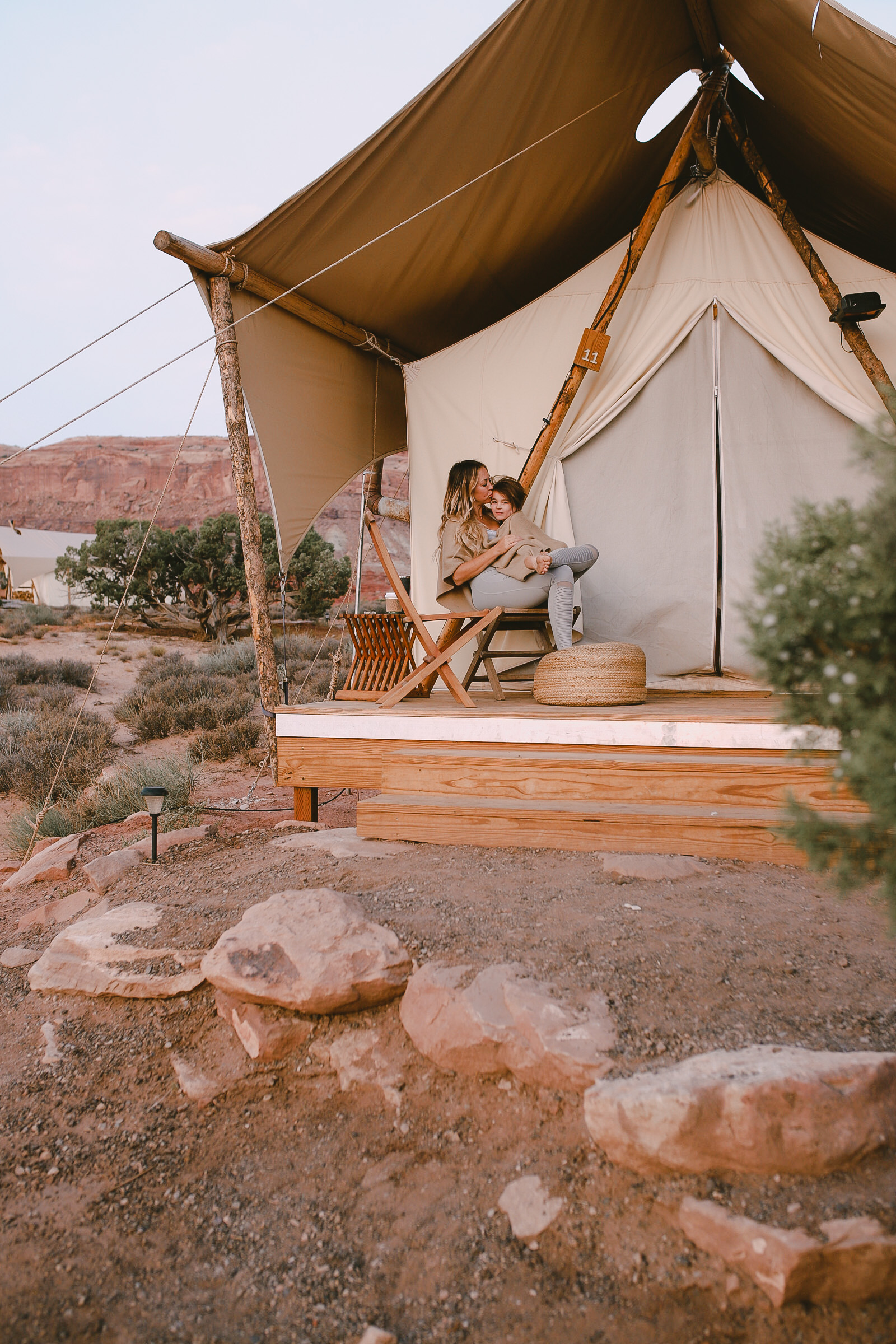 sunrise and coffee on the front porch of our glamp site. #theldltravles #adventure #familytravel