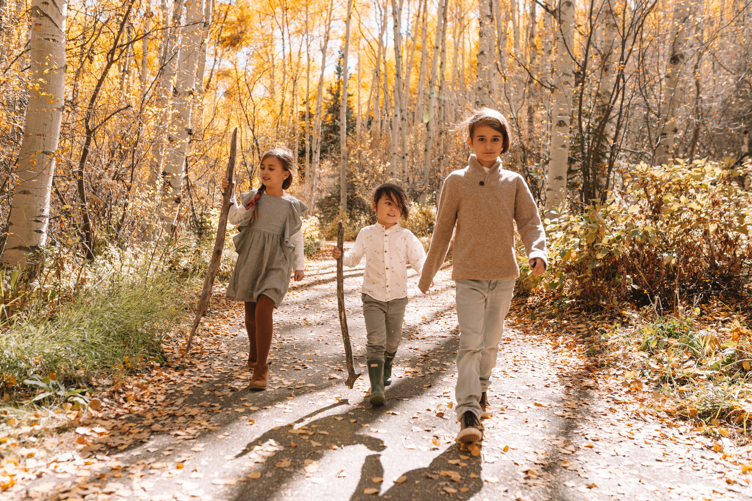 my three musketeers tromping through the fall beauty in colorado! #aspenleaves #fallinaspen #findingfall