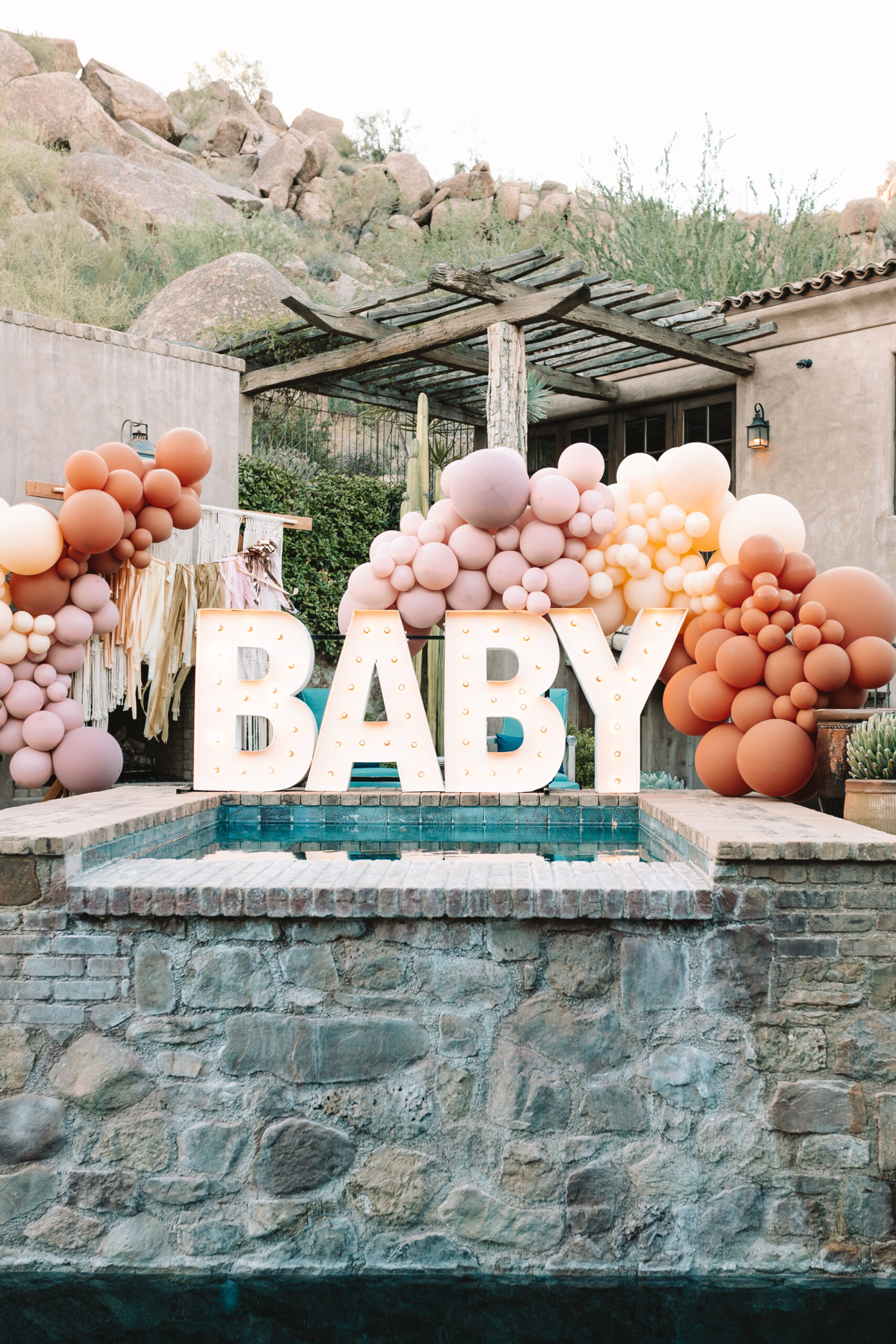 the most magical balloon set up for my friend's baby shower #bohochic #bohobabyshower #desertbabyshower