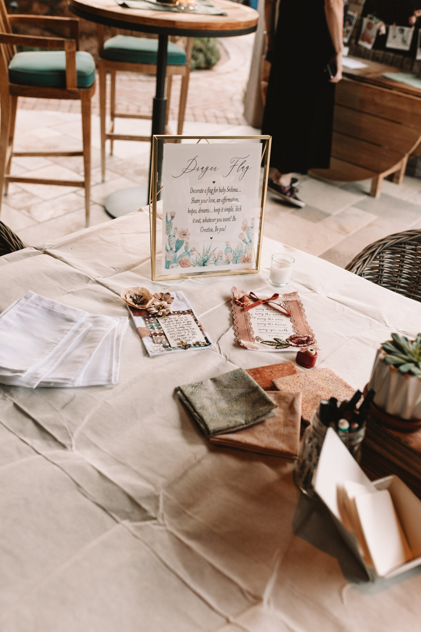 create a prayer flag with messages for the new baby from all of her loved ones #babyshowerideas #babyshoweractivity #babyshowergames #bohochicbabyshwer