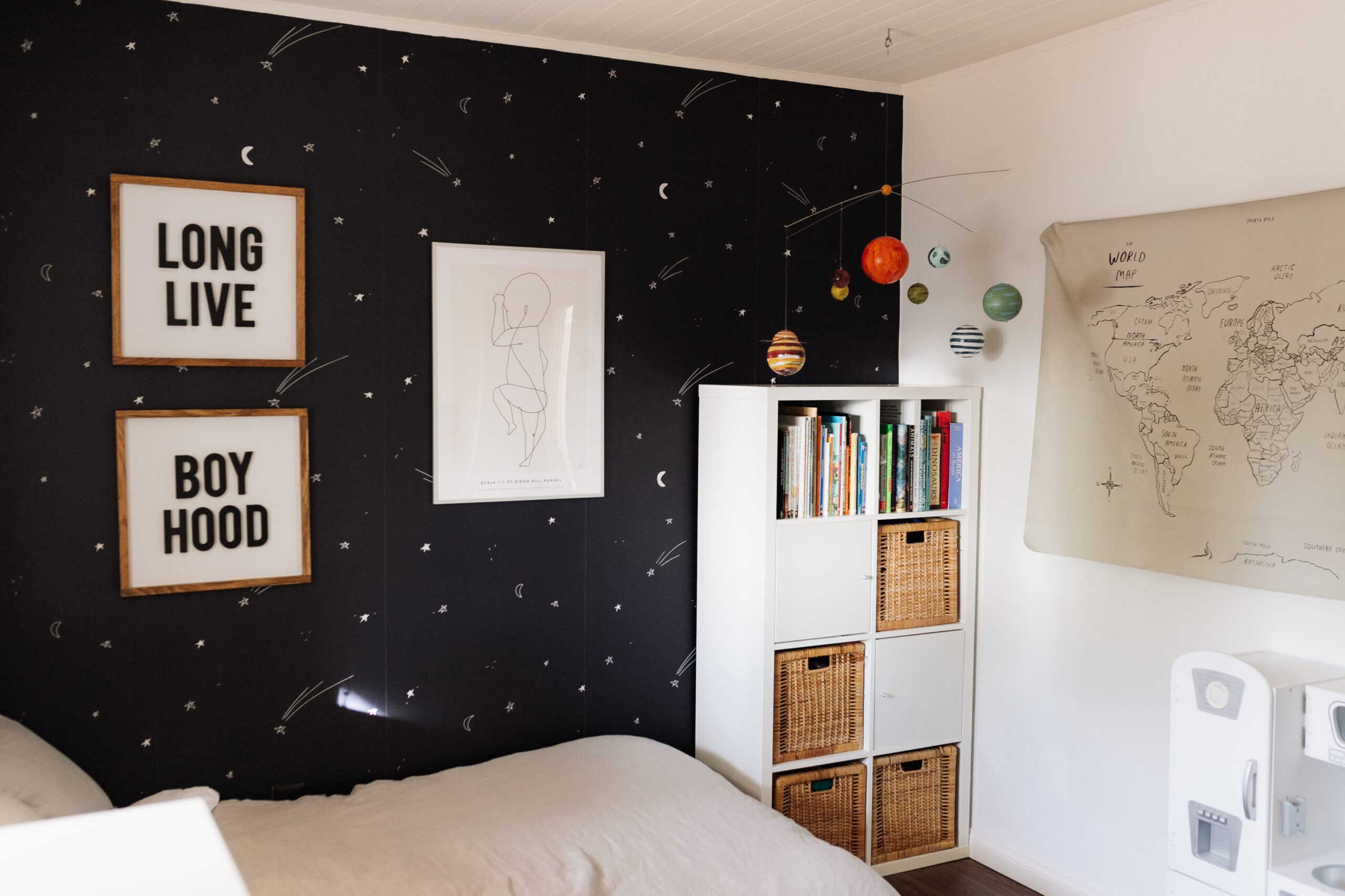 making the most out of the small "space" in this space-inspired bedroom for my boy #theldlhome #spaceroom #planets 