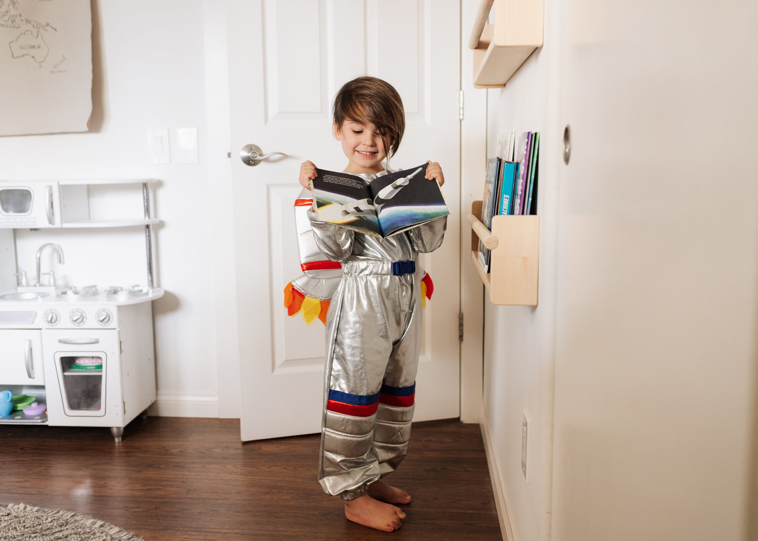 all the space books for my space inspired boy #spaceroom #astronautcostume #bigboyroom #kidsroom #homedesign