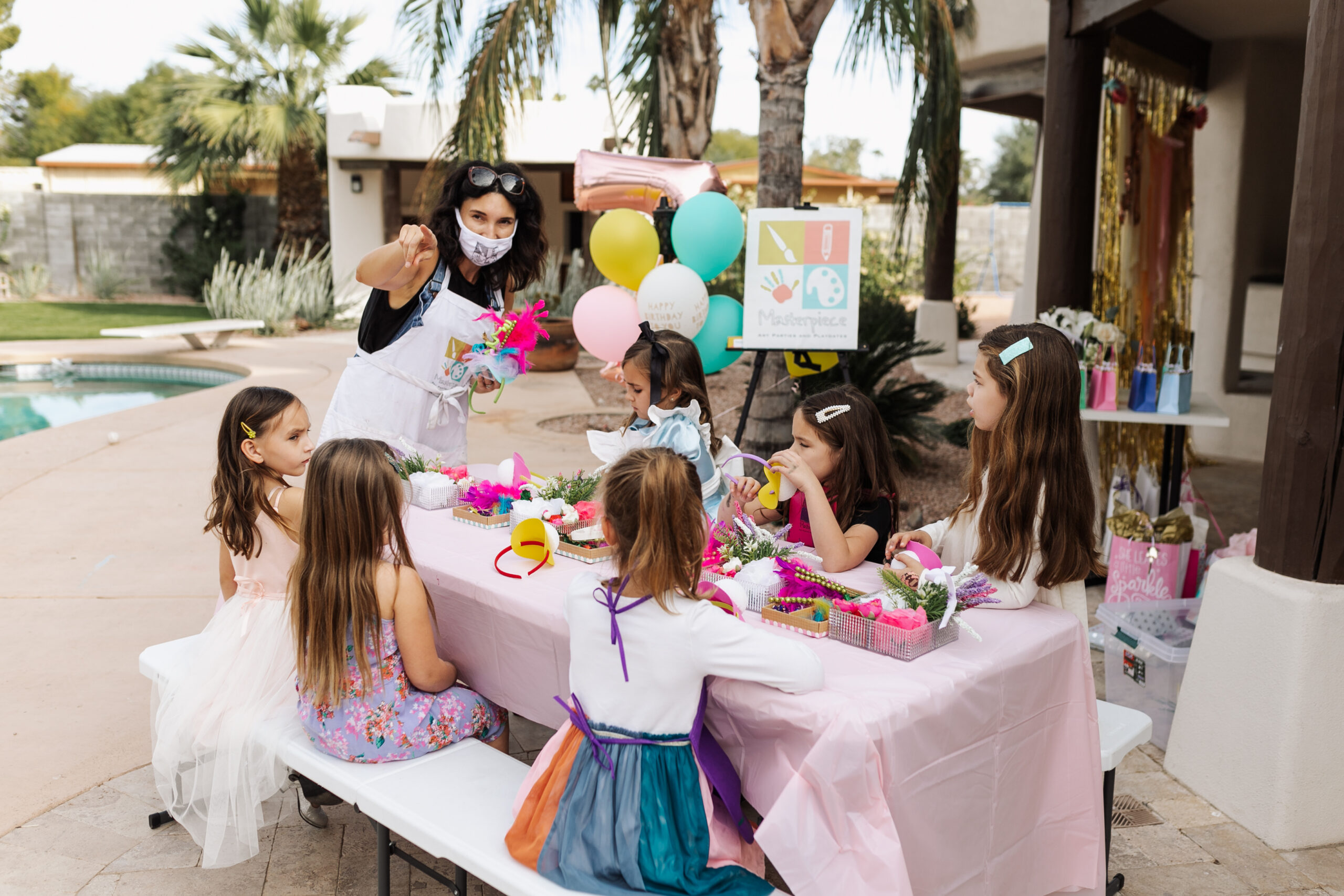 masterpiece art parties with a mad hatter craft for the girls! #thelovedesignedlife #masterpieceartparties #madhatterteaparty