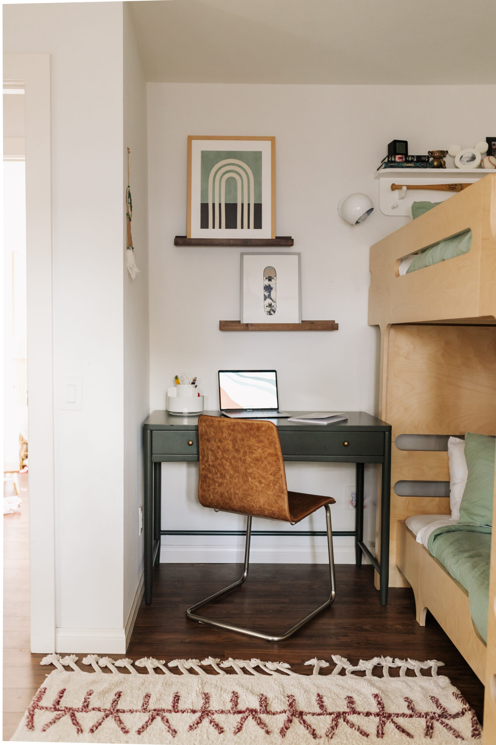 a desk for at home learning and homework in his updated big boy room #thelovedesignedlife #bigboyroom #desk #homelearning #homeworkstation