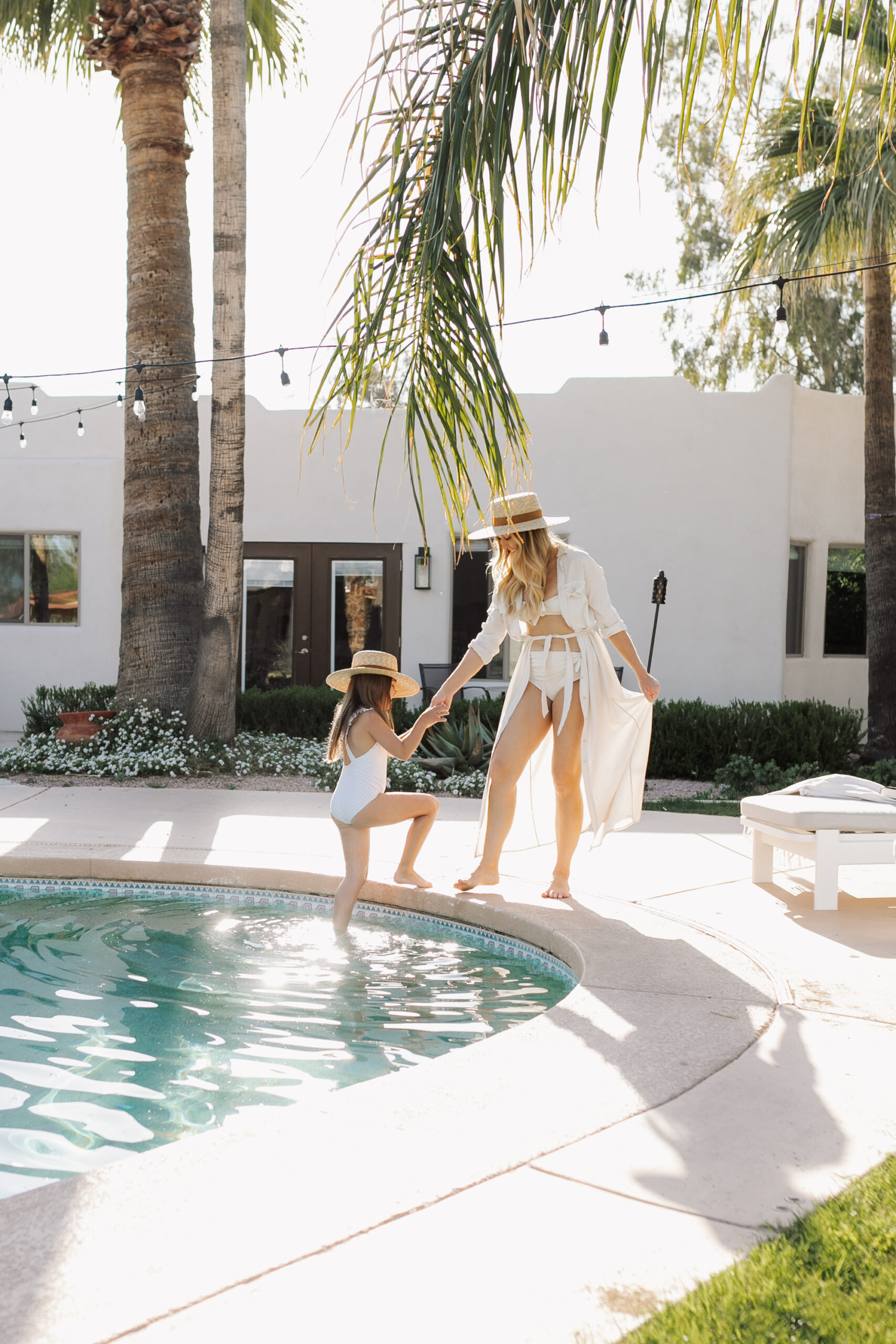 swimming in our backyard #theldlhome #backyardpool #backyardliving