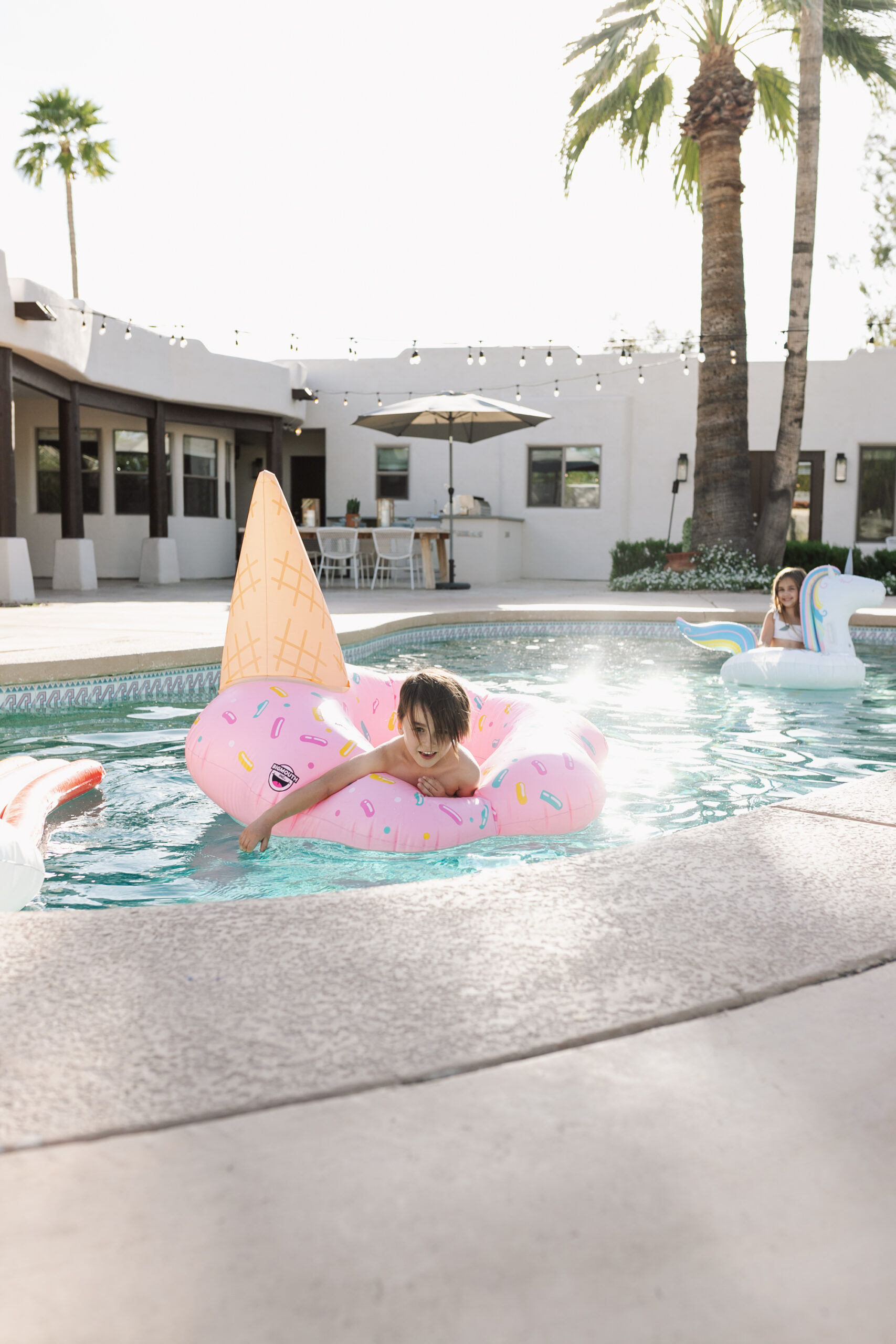 swimming in our backyard #theldlhome #backyardpool #backyardliving