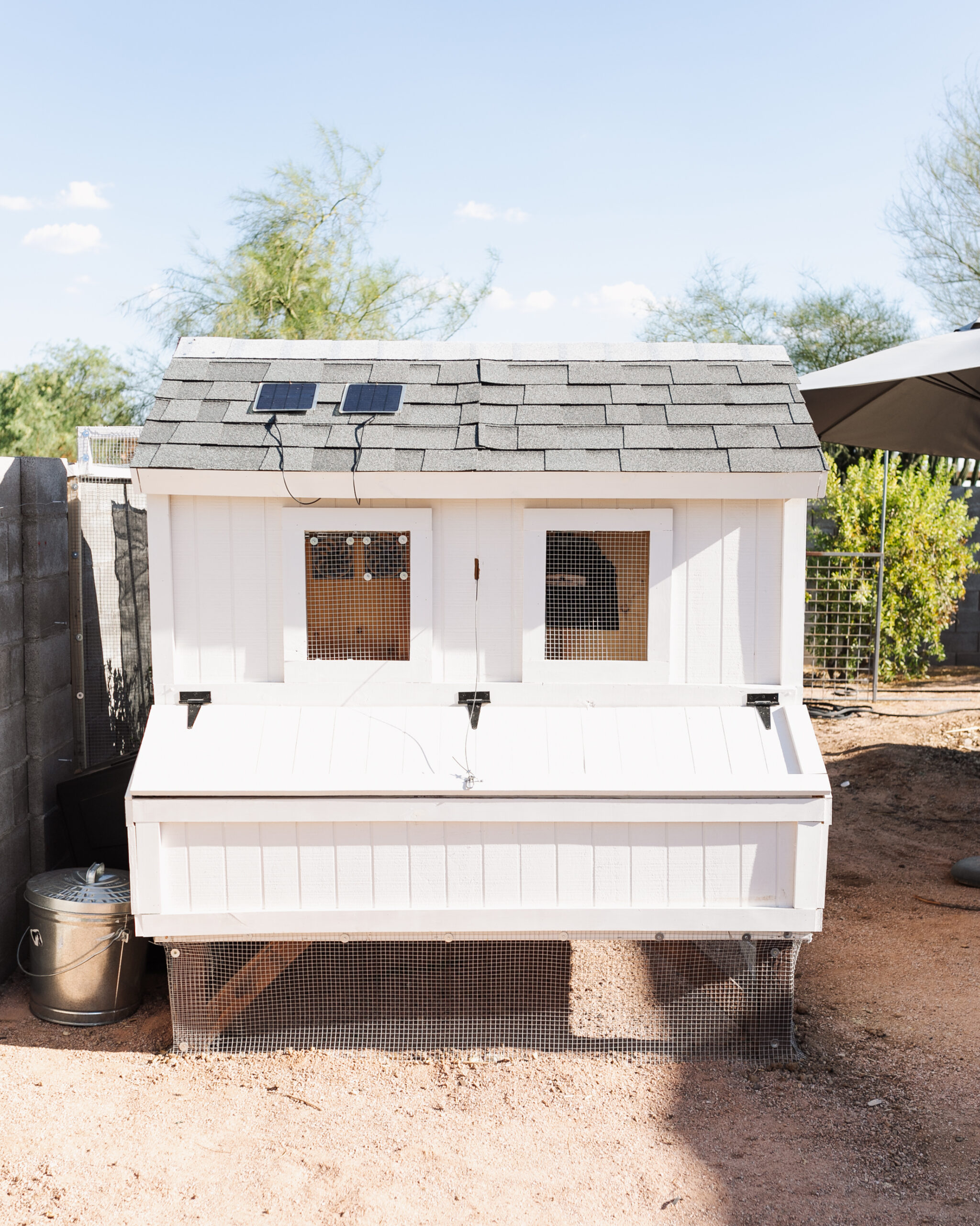 come take a tour of our finished desert chicken coop and run #theldlhome #chickencoop #DIYchickencoop #backyardchickencoop