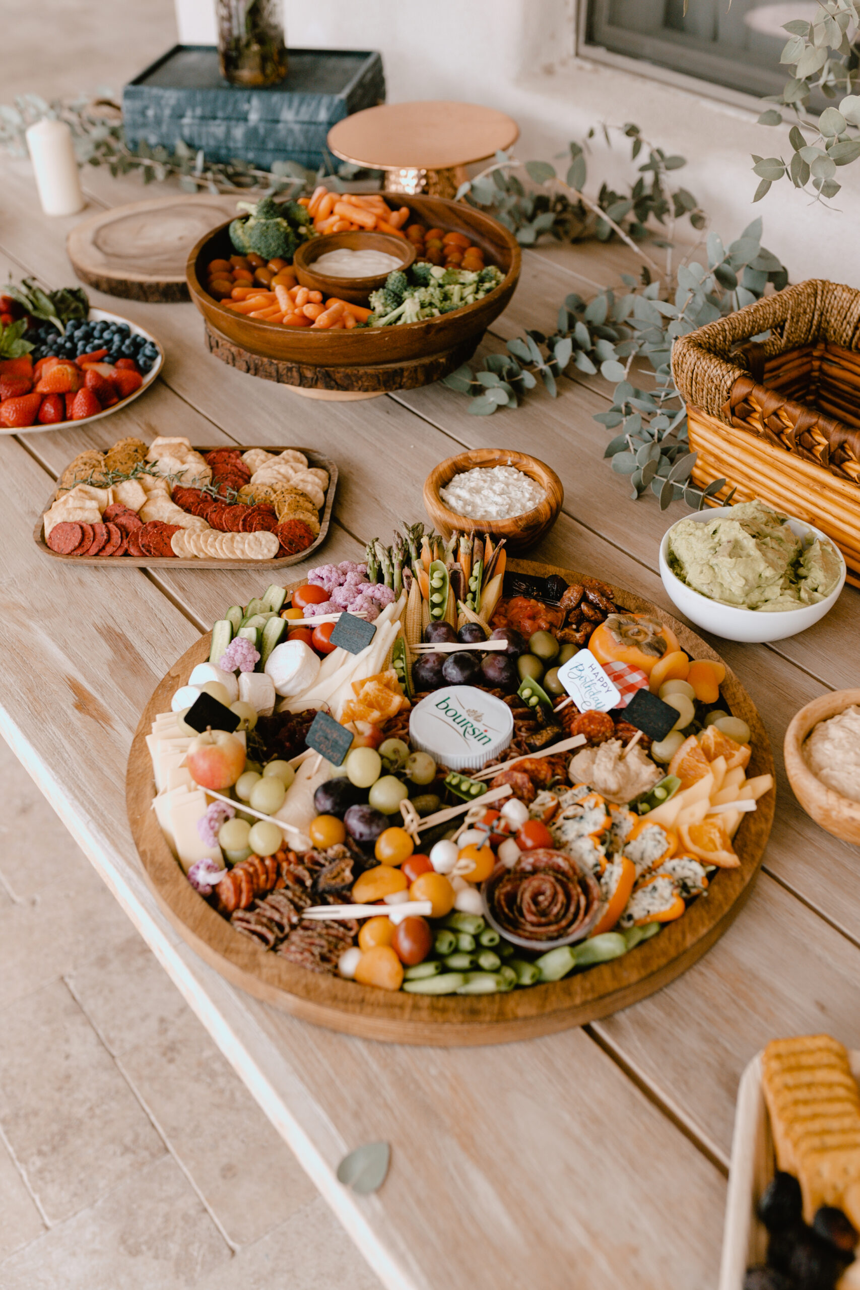 the food and appetizer table for this whiskey + cigar themed birthday party! #charcuterieboard #partyideas #milestonebirthdayparty
