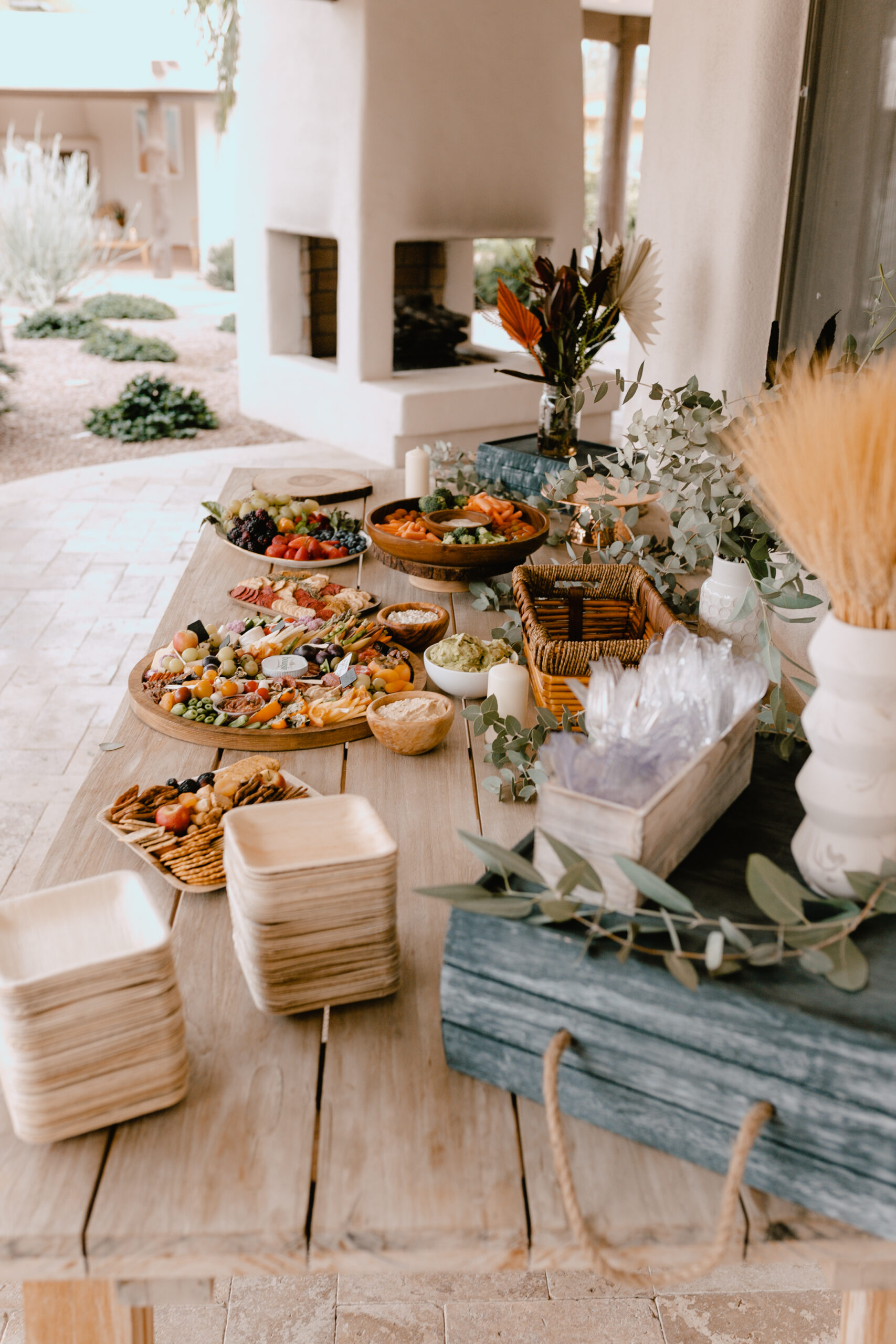 the food and appetizer table for this whiskey + cigar themed birthday party! #charcuterieboard #partyideas #milestonebirthdayparty