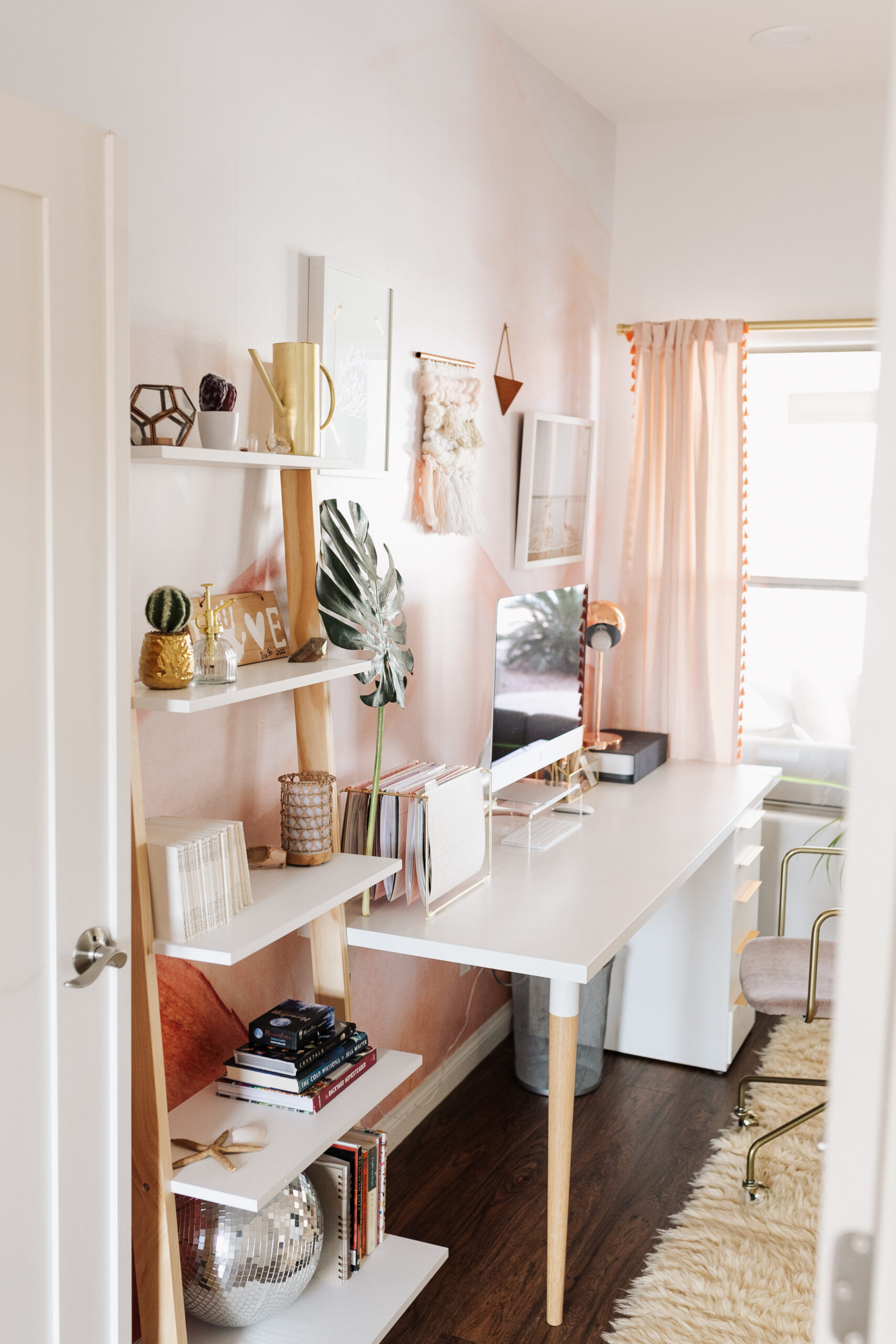 updated feminine office reveal in the ldl home #feminineoffice #wallblush #theldlhome