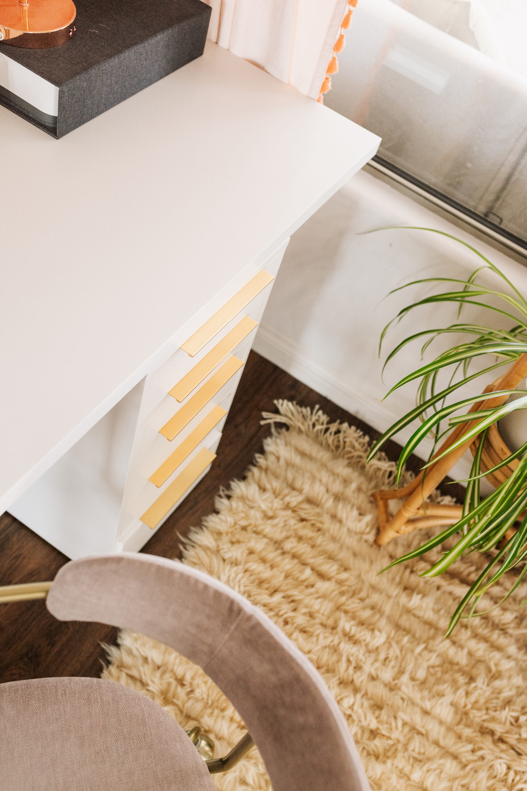 updated this basic IKEA desk drawer set with some simple gold pulls #thelovedesignedlife #DIY #furniturehack #desk