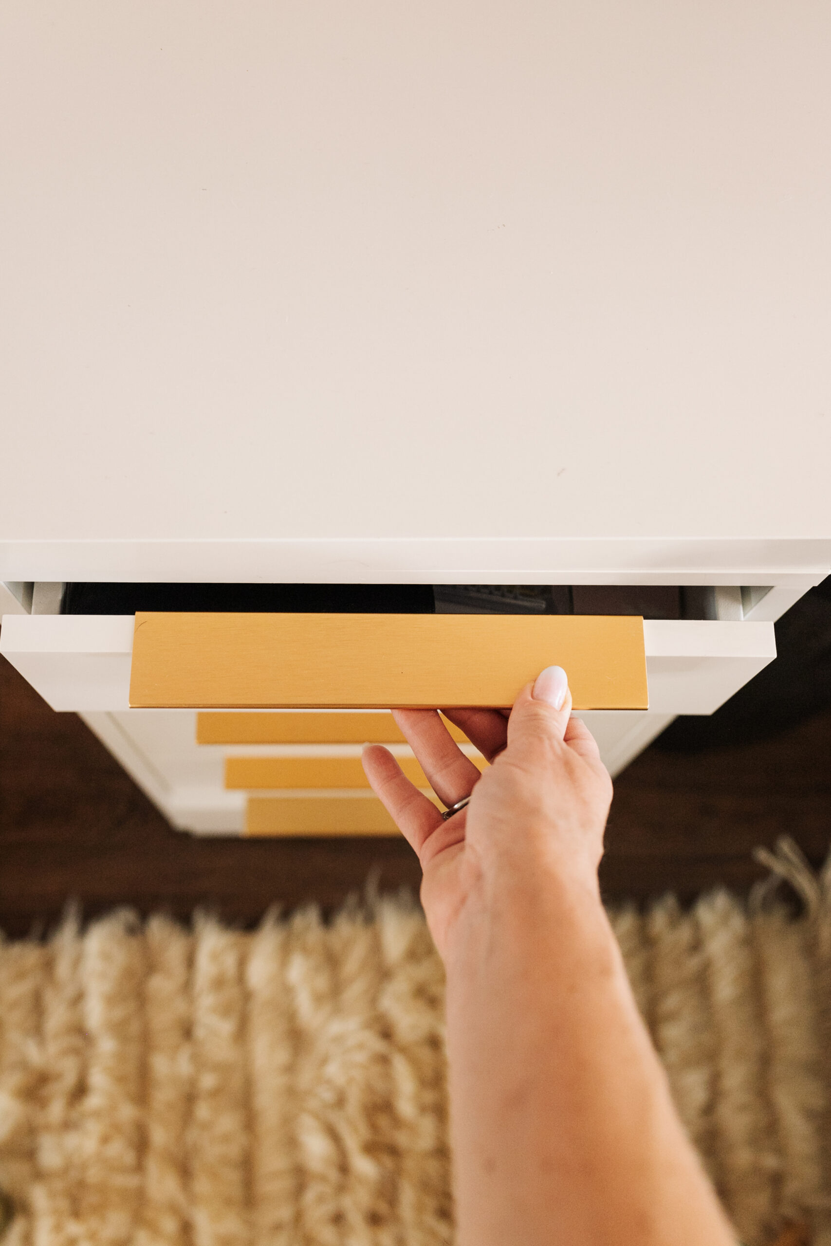 updated this basic IKEA desk drawer set with some simple gold pulls #thelovedesignedlife #DIY #furniturehack #desk