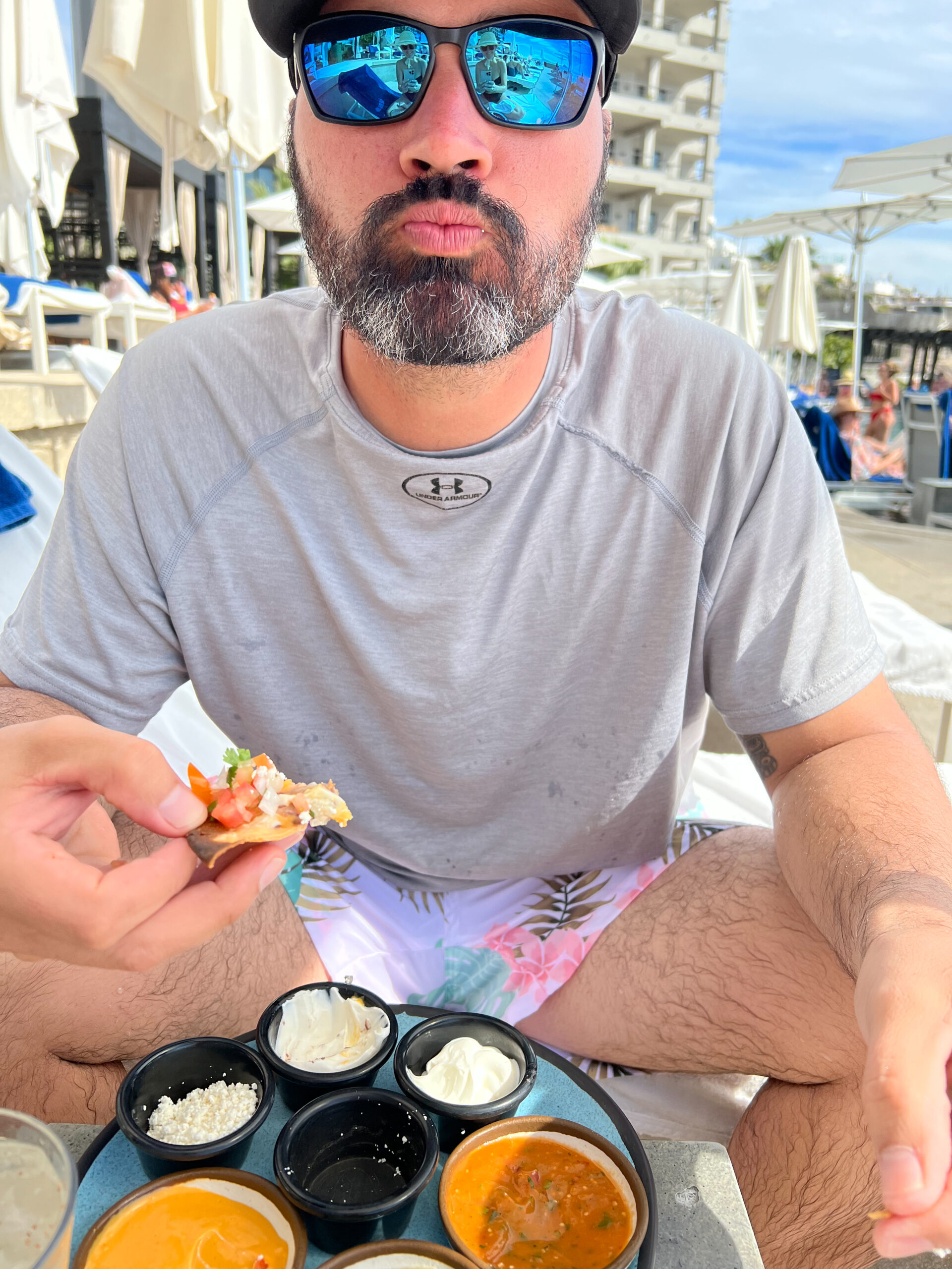 all the chips and dips poolside in Cabo at the Cape #thecape #theldltravles #mexico