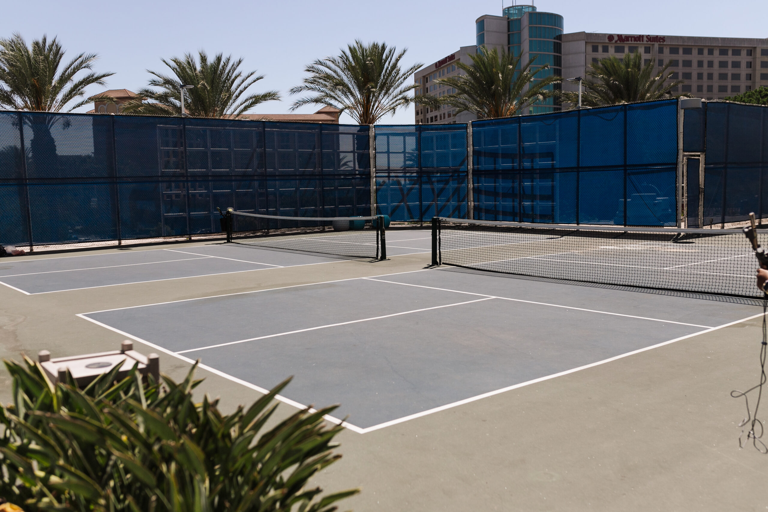 a unique feature at the Hyatt Regency is this sport court with multiple games available for guests