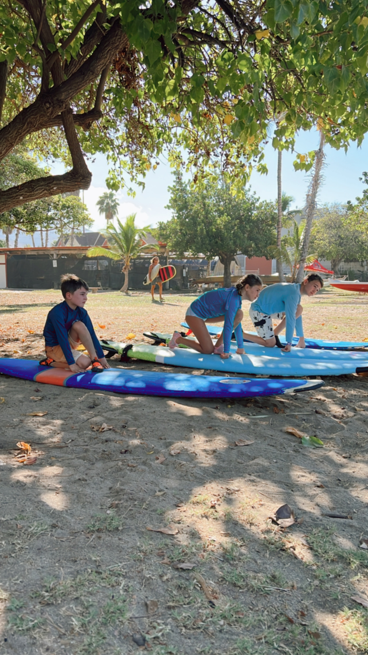 the kids learning the basics at their surf lesson in Lahaina, Maui #hawaii #family travel