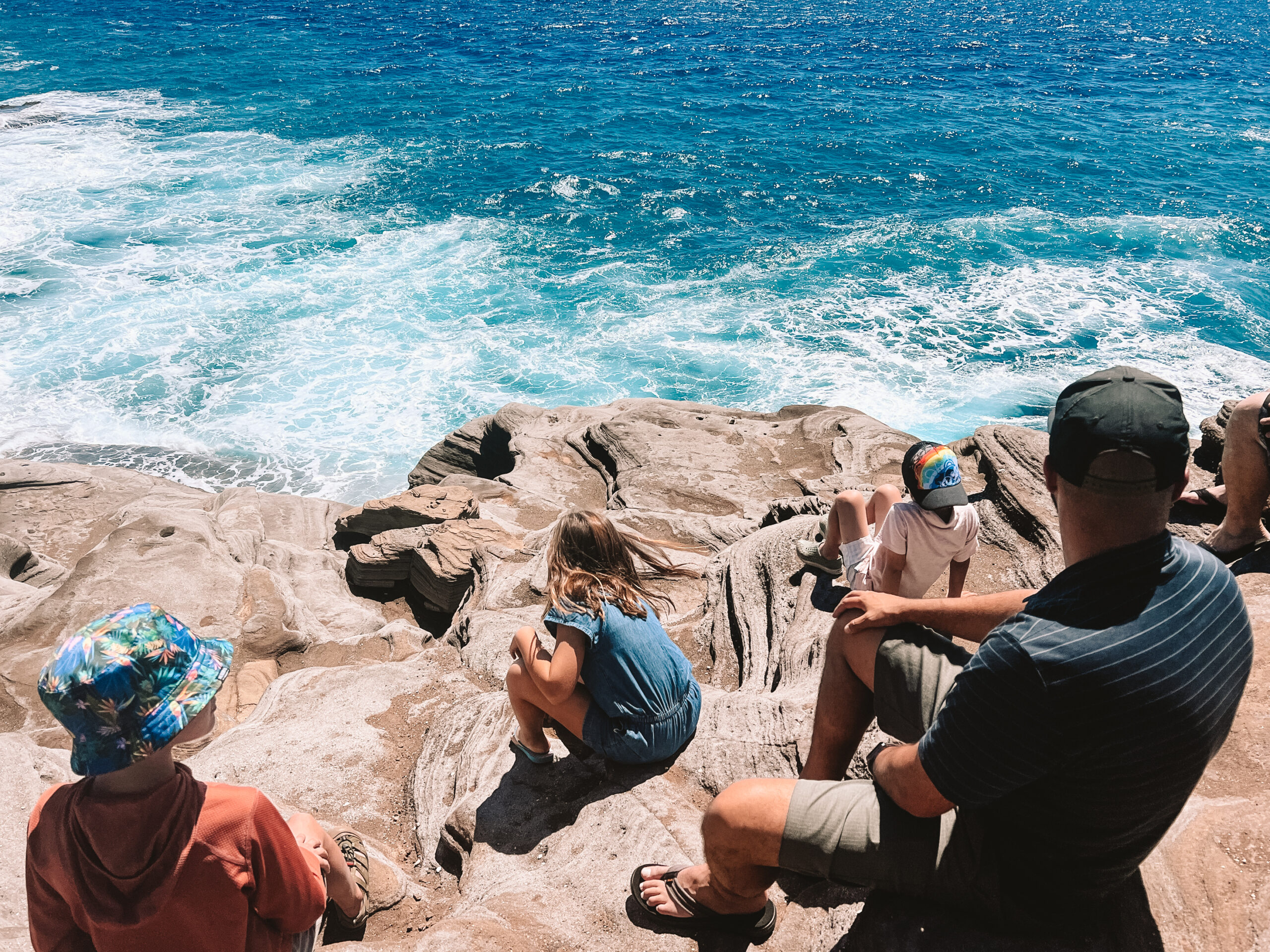 on the cliffs of Spitting Rock, Oahu, Hawaii