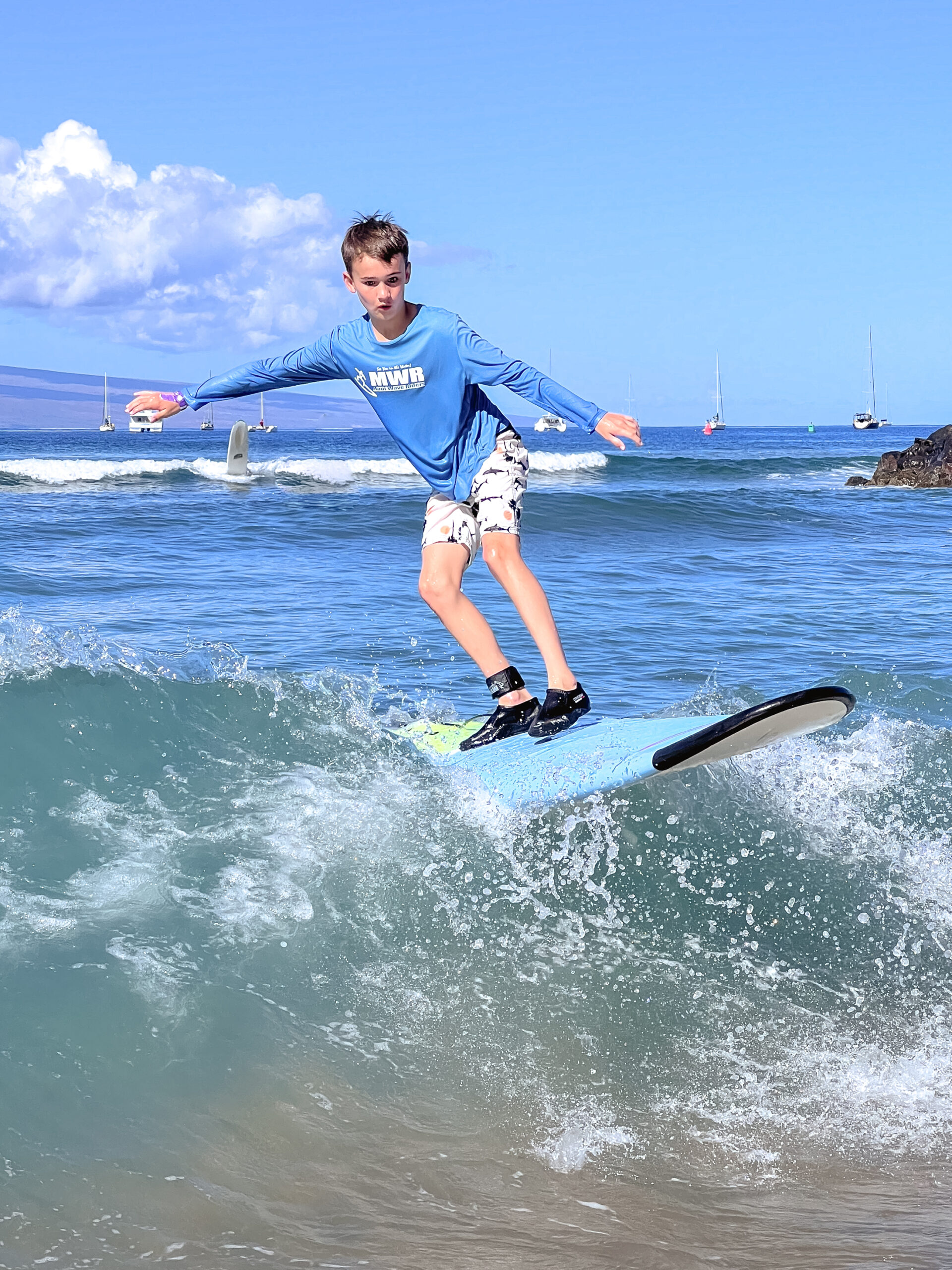 so proud each of them got up on their boards! #surflessons #lahaina #maui #familytravel