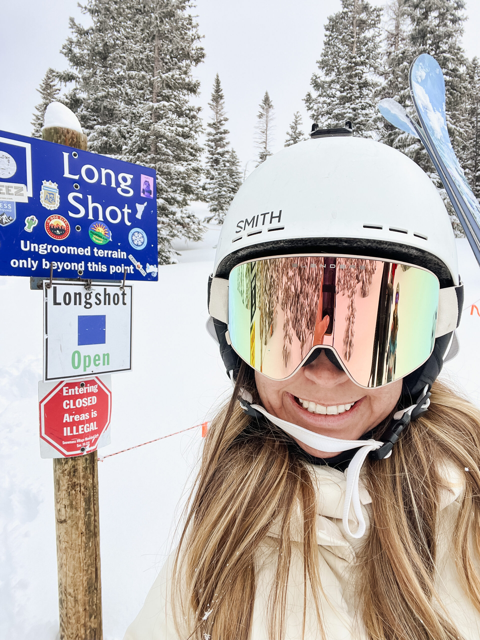 the entrance to the trail to longshot - snowmass's longest continuous run of ungroomed terrain