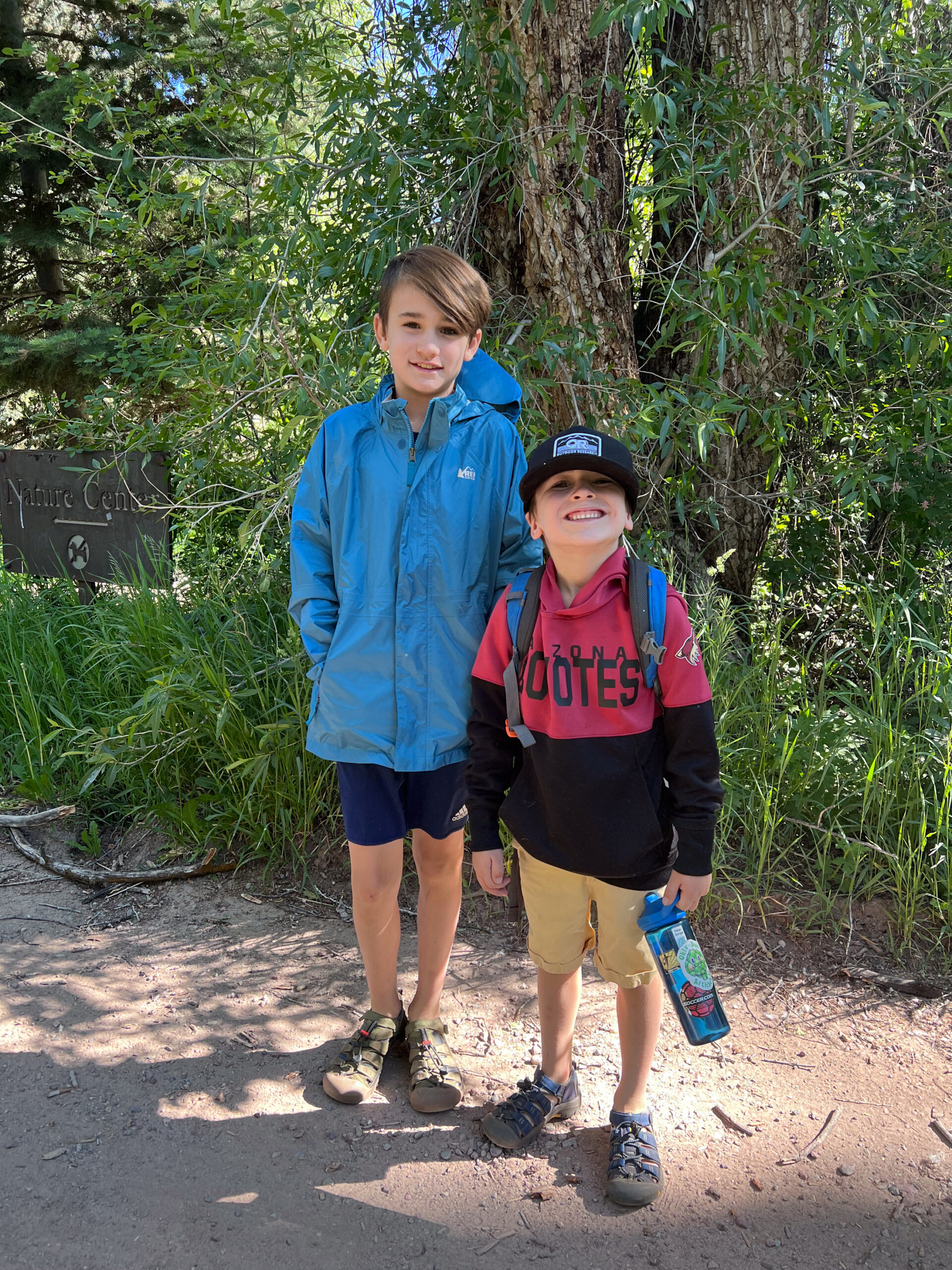 my boys ready for summer camp at ACES (Aspen Center for Environmental Sciences). You can visit this amazing outdoor nature preserve in Aspen anytime! #aspenco #travelwithkids #familytravel