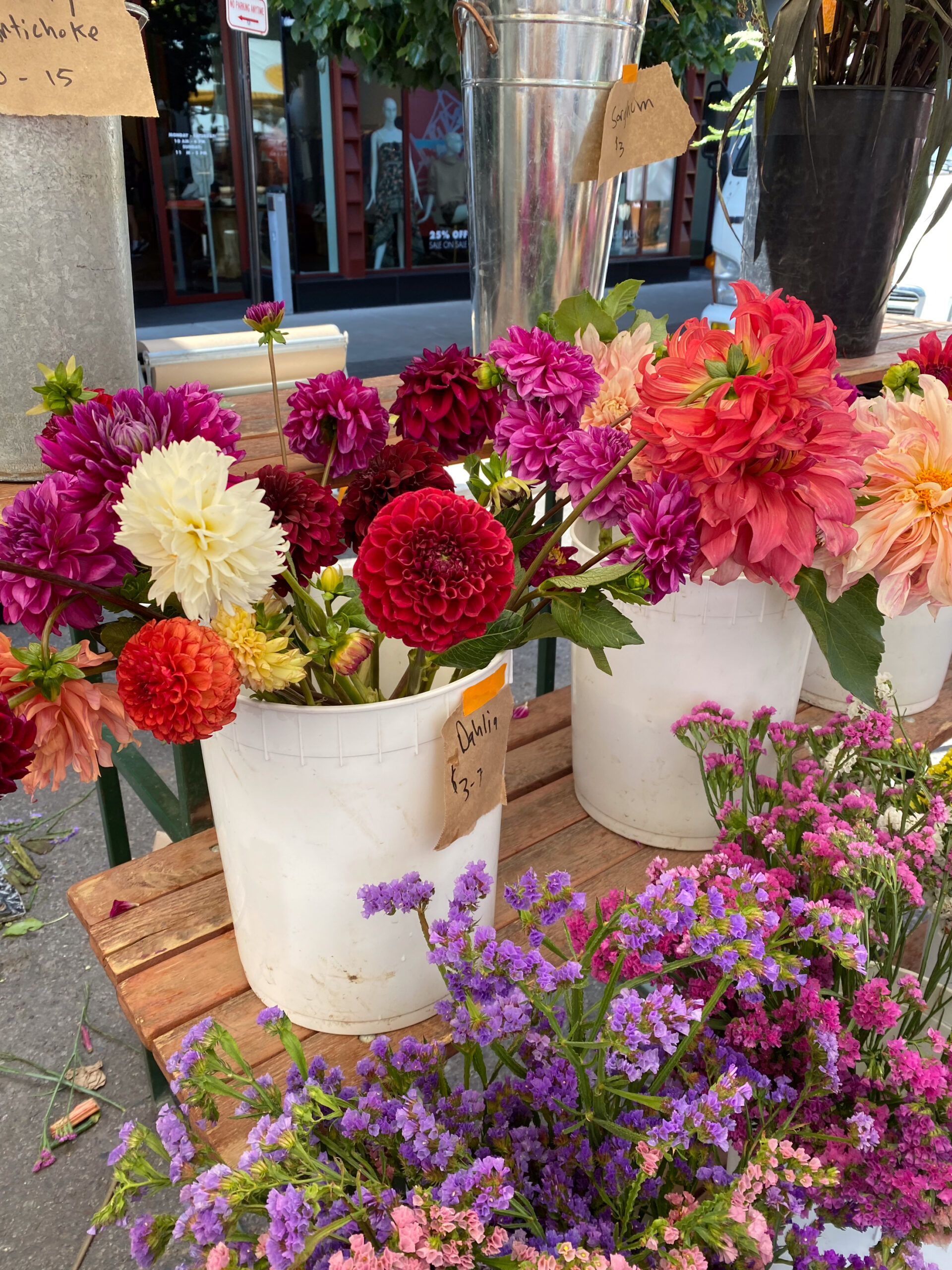 the Aspen Farmers' Market on Saturdays during the Summer is a great place to pick up some locally grown flowers, bread and pastries, local produce and more #aspenfarmersmarket #mountainflowers #visitaspen