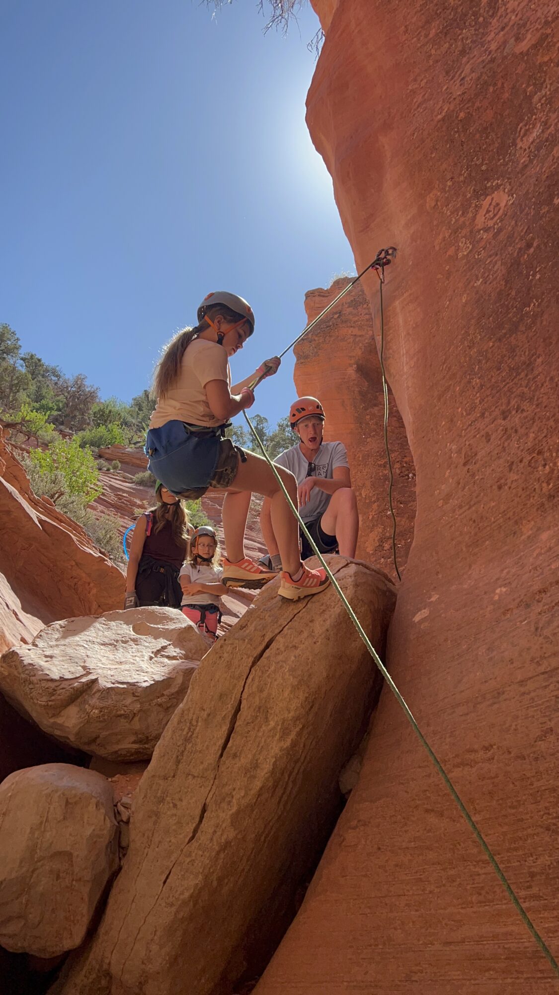 one of the first rappels. this tour with ROAM outdoors was great for all ages! #utah #zion