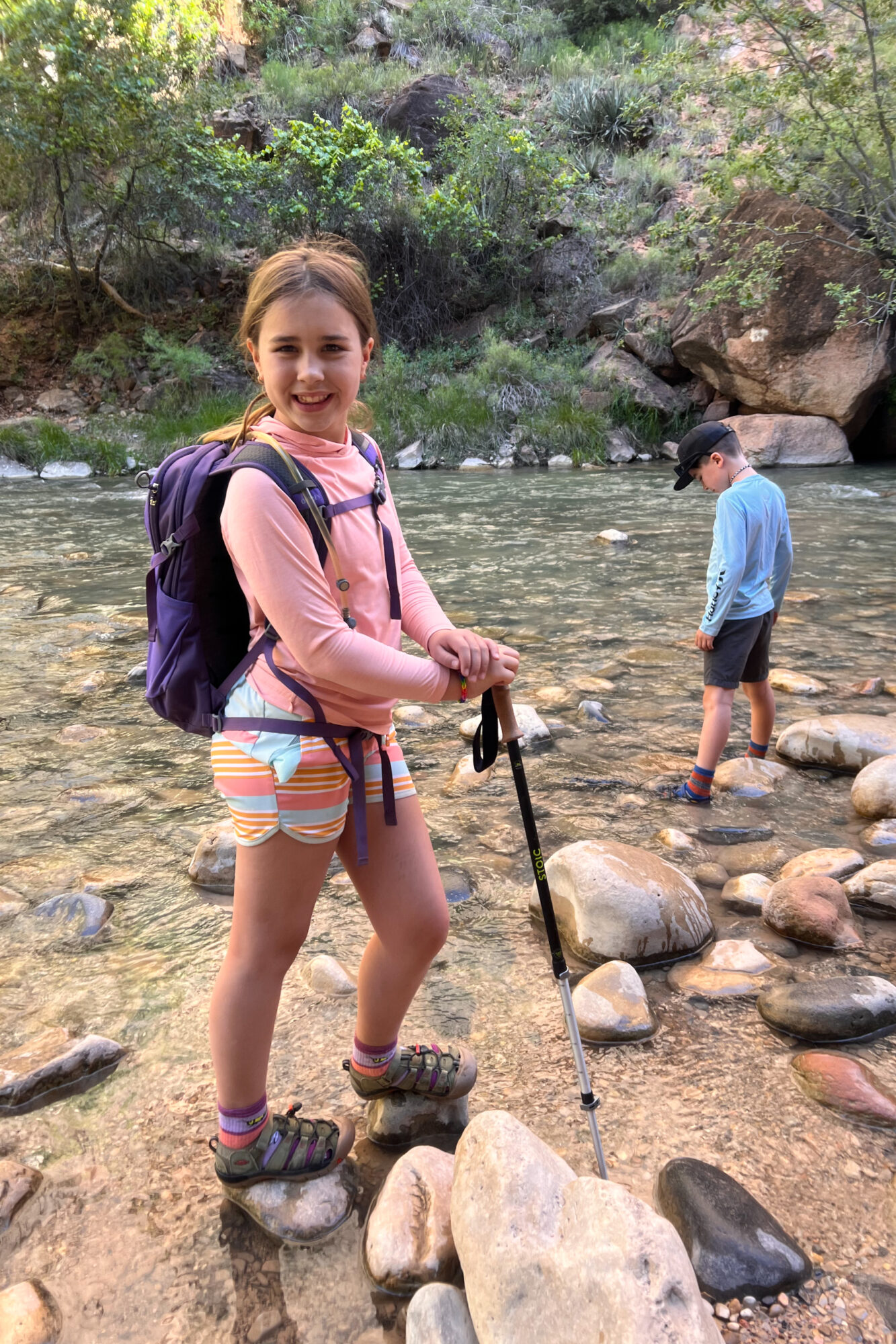 at the start of the water hiking the Narrows in Zion National Park