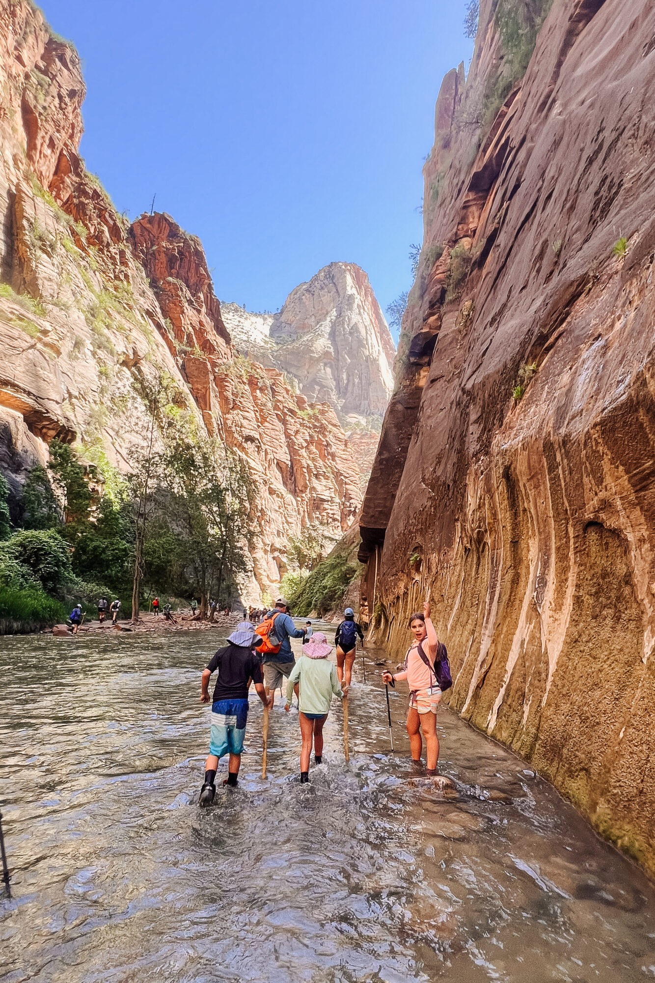 all of our kids (ages 6-10) did great hiking the narrows together during mom camp: zion edition