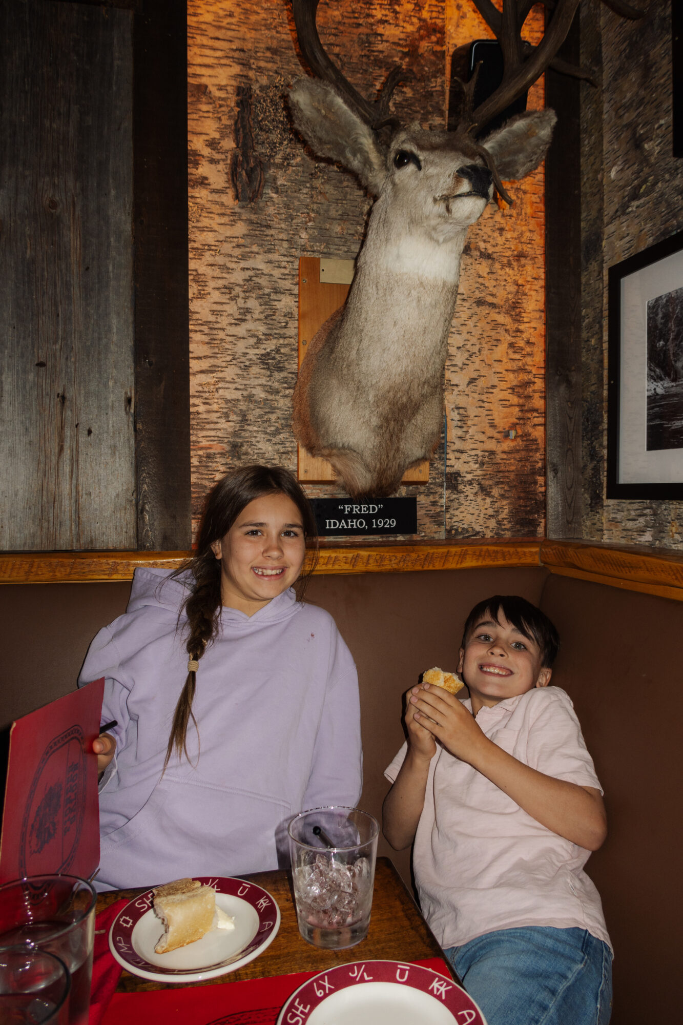 lots of animal trophy heads inside the Pioneer Saloon in Ketchum #idahoeats #southernidaho #travelwithkids