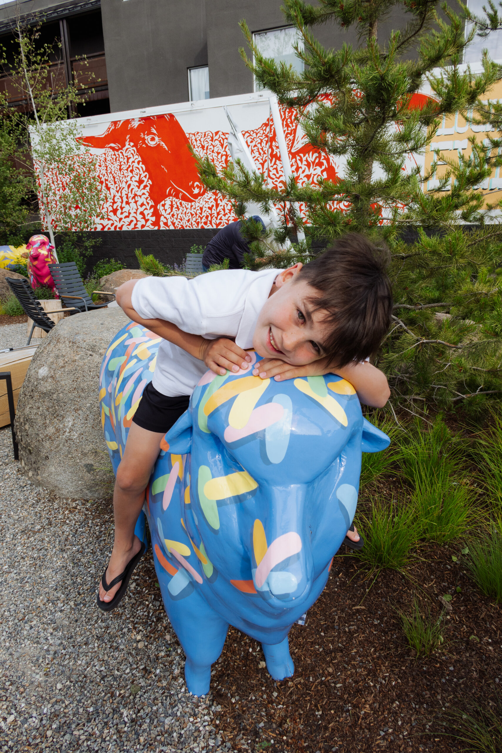 my kids love for these colorful sheep was so funny #hotelketchum #sheepofidaho