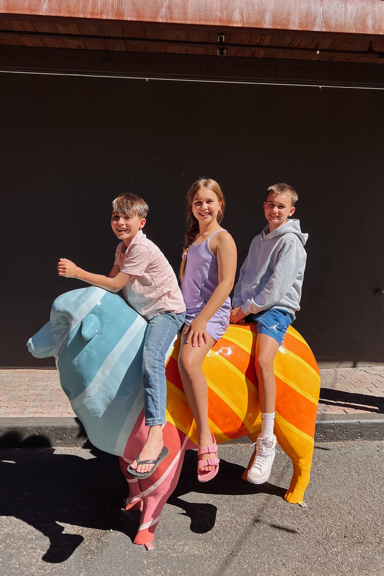 loved these colorful sheep all over the hotel ketchum property in the summer #summeradventure #outdoorsfamilies